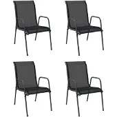 vidaXL Tuinstoelen 4 st staal en textileen zwart