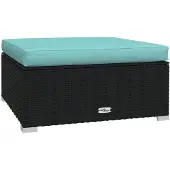 vidaXL Tuinvoetenbank met kussen 70x70x30 cm poly rattan zwart