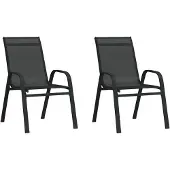 vidaXL Tuinstoelen stapelbaar 2 st textileen stof zwart