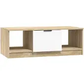 vidaXL Salontafel 102x50x36 cm bewerkt hout wit en sonoma eikenkleurig