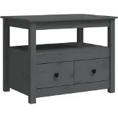 vidaXL Salontafel 71x49x55 cm massief grenenhout grijs