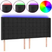 vidaXL Hoofdbord LED 147x16x118/128 cm kunstleer zwart