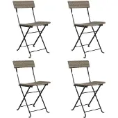 vidaXL Bistrostoelen 4 st inklapbaar poly rattan en staal grijs