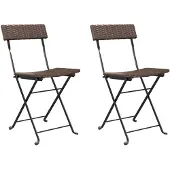 vidaXL Bistrostoelen 2 st inklapbaar poly rattan en staal bruin