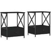 vidaXL Nachtkastjes 2 st 50x41x65 cm bewerkt hout zwart