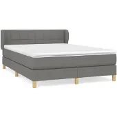 vidaXL Boxspring met matras stof donkergrijs 140x200 cm