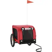 vidaXL Hondenfietstrailer oxford stof en ijzer rood en zwart