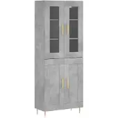 vidaXL Hoge kast 69,5x34x180 cm bewerkt hout betongrijs
