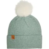 Stone Valley Merino Wol Beanie in Groen met Pompon