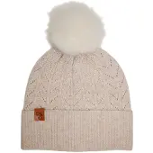 Stone Valley Merino Wol Beanie in Beige met Pompon