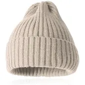 LGT JWLS Grof gebreide Beanie Muts Cappuccino - Ruim model