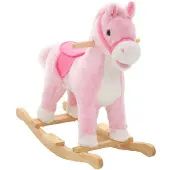 vidaXL Schommeldier paard, pluche, 65x32x58 cm, roze