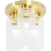 QAZQA Art Deco plafondlamp goud met glas 3-lichts - Laura