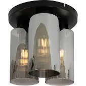 QAZQA Art Deco plafondlamp zwart met smoke glas 3-lichts - Laura