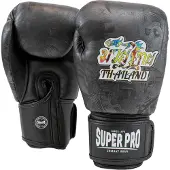 Super Pro Thaibokshandschoenen Leer Pattaya Zwart
