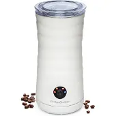 Kitchenbrothers - Elektrische Melkopschuimer & Warmhoudfunctie - 240 ml - Wit RVS - 4-in-1 Functie - Modern Keukendesign - Inclusief Garde en Anti-aanbaklaag