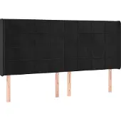 vidaXL Hoofdbord met randen 183x16x118/128 cm fluweel zwart