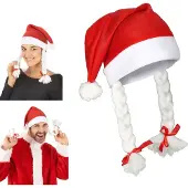 PerfectLED Kerstmuts | (Vlechten, Pluche, Rood/Wit)