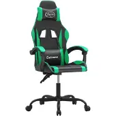 vidaXL Gamestoel draaibaar kunstleer zwart en groen