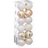 Atmosphera kerstballen 36x -parelmoer wit/goud - 4 cm - kunststof