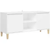 vidaXL Tv-meubel met massief houten poten 103,5x35x50 cm wit