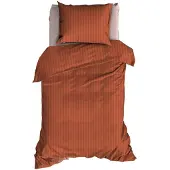 Satin d'or Dekbedovertrek Streep Terracotta Satijn-140 x 200 / 220 cm | 1-Persoons