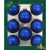 Merkloos Krebs Kerstballen - 8ST - kobalt blauw - mat - glas - 7 cm - Kerstbal