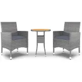 vidaXL 3-delige Tuinset poly rattan grijs
