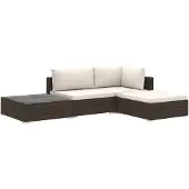 vidaXL 4-delige Loungeset met kussens poly rattan bruin