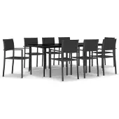 Möbelando vidaXL 9-delige tuinset, zwart