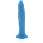 Get Real – Dual Density Dildo met Zuignap met Aders in Stijlvol Opvallend Ontwerp Verharde Kern - 19 cm – Blauw