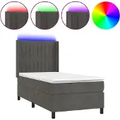vidaXL Boxspring met matras en LED fluweel donkergrijs 100x200 cm