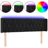 vidaXL Hoofdbord LED 147x16x78/88 cm fluweel zwart