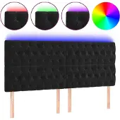 vidaXL Hoofdbord LED 180x7x118/128 cm fluweel zwart