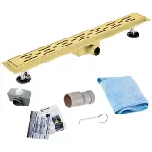 SaniGoods Nura douchegoot met flens 80cm messing geborsteld