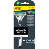 Wilkinson Sword Quattro Titanium Sensitive scheerapparaat met vervangbare mesjes 1pc + 4pc navullingen