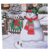 Crystal Art Diamond Painting Kerstkaart Smiling Snowman 18 x 18 cm