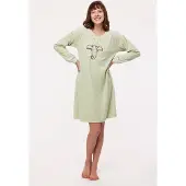 Woody slaapkleed velours meisjes/dames - pastelgroen - mammoet - 232-10-NIL-V/704 - maat S