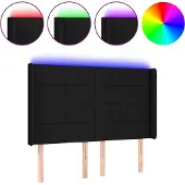 vidaXL Hoofdbord LED 144x5x118/128 cm stof zwart