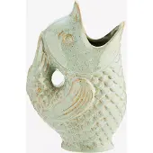 Madam Stoltz - Stoneware Vis Vaas / Karaf - Lichtgroen