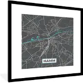 PosterMonkey Fotolijst incl. Poster - Stadskaart – Hamm – Duitsland – Plattegrond – Kaart - 40x40 cm - Posterlijst