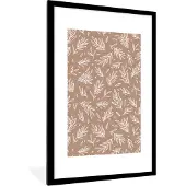PosterMonkey Fotolijst incl. Poster - Patroon - Takken - Bladeren - 80x120 cm - Posterlijst