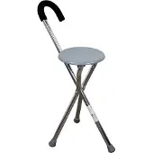 Mobiclinic Gloria - Wandelstok met zitje - Tot 90 kg - Opvouwbaar - Aluminium - Driepoot wandelstok - Antislip Uiteinden - Stoelstok - Orthopedische wandelstok - Ergonomische handgreep - Grijs