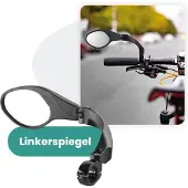 Voltano Fietsspiegel Links Draaibaar - Zwart - 9CM