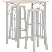 vidaXL 3-delige barset van hout en staal