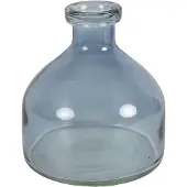 Countryfield Bloemenvaas Low Bottle - transparant blauw - glas - D18 x H20 cm - Buikfles - Vazen