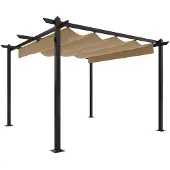 vidaXL Paviljoen met uitschuifbaar dak, 3x3 meter, taupekleurig