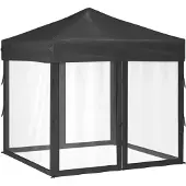 vidaXL Partytent inklapbaar met zijwanden 2x2 m antracietkleurig
