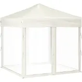 vidaXL Partytent, inklapbaar met zijwanden, crème, 2x2 meter