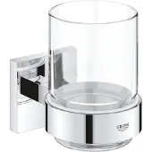GROHE QuickFix Start Cube - Beker met houder, voor tandenborstel en tandpasta, glas/chroom 41097000